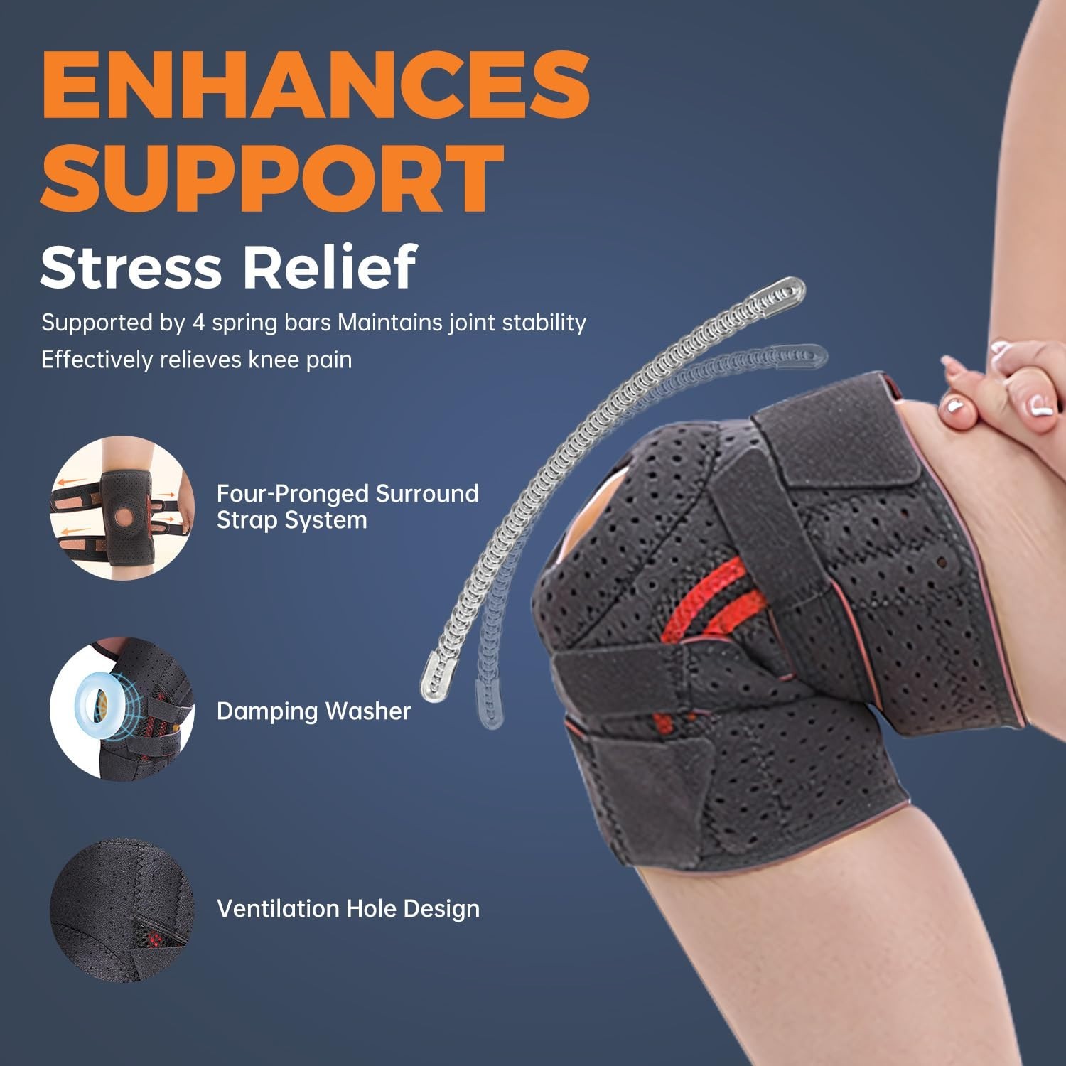 Knee Brace Sleeve Compression Support Joint Pain Arthritis Relief 21-27.5″