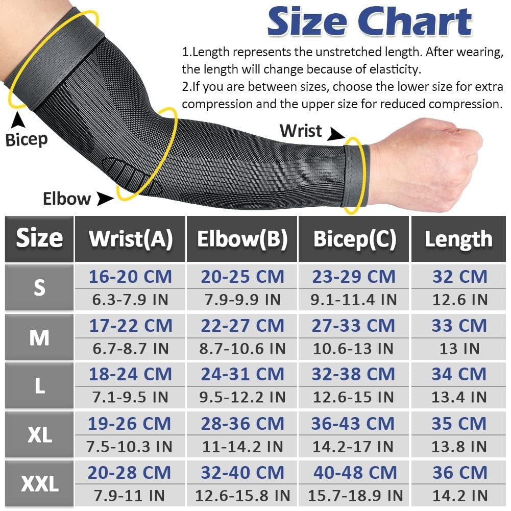 beister Sports Compression Arm Sleeves for Men & Women (Pair), Full Arm Suppo…