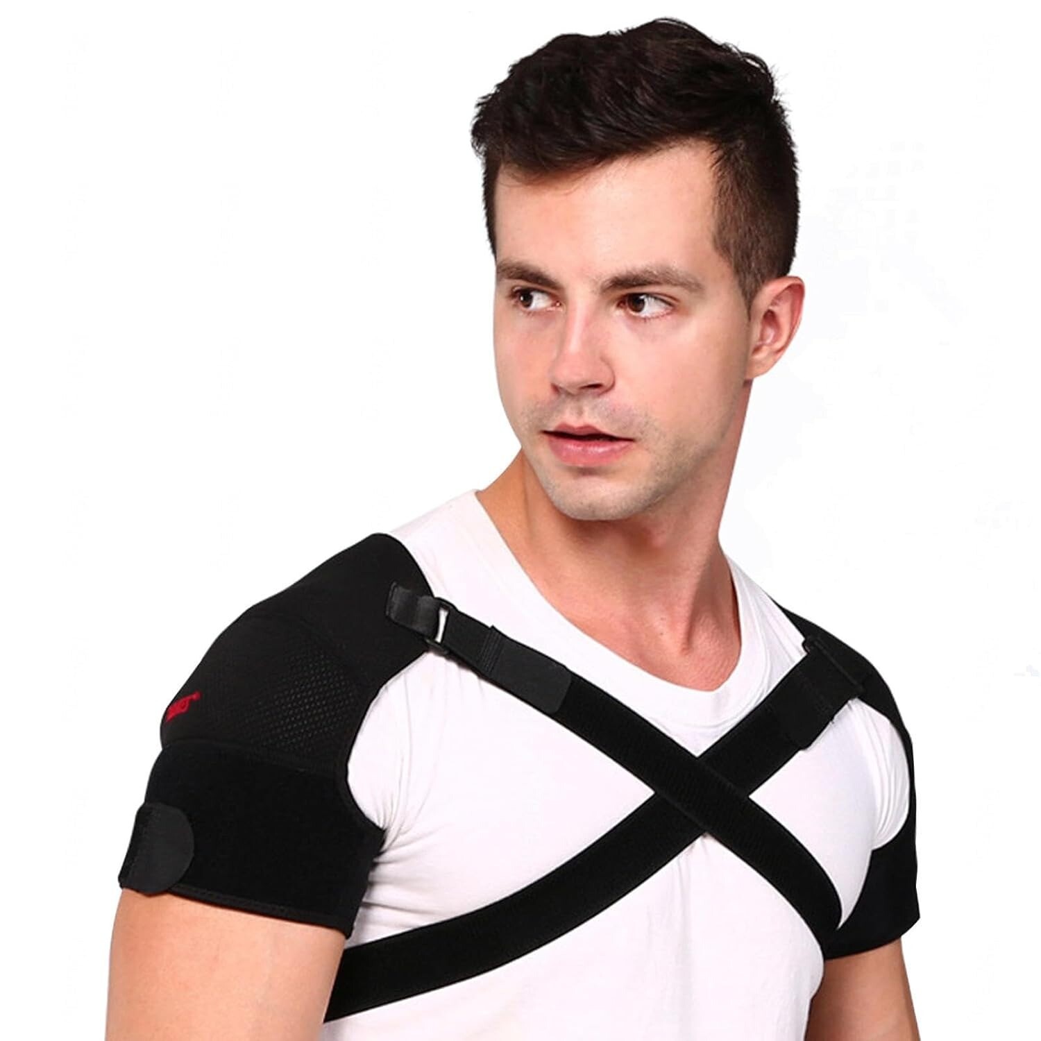 Double Shoulder Brace Torn Rotator Cuff Pain Relief Support Sleeve Adjustable