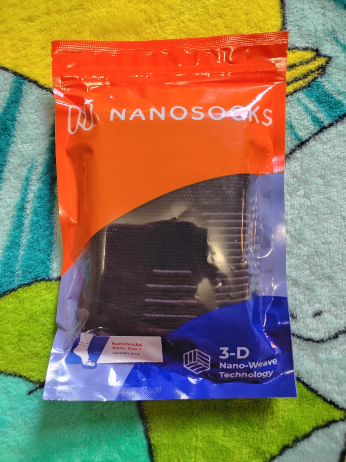 Nanosocks Compression 3D Nano-Weave Technology- 1 Pair – Black – Size 2 (M)