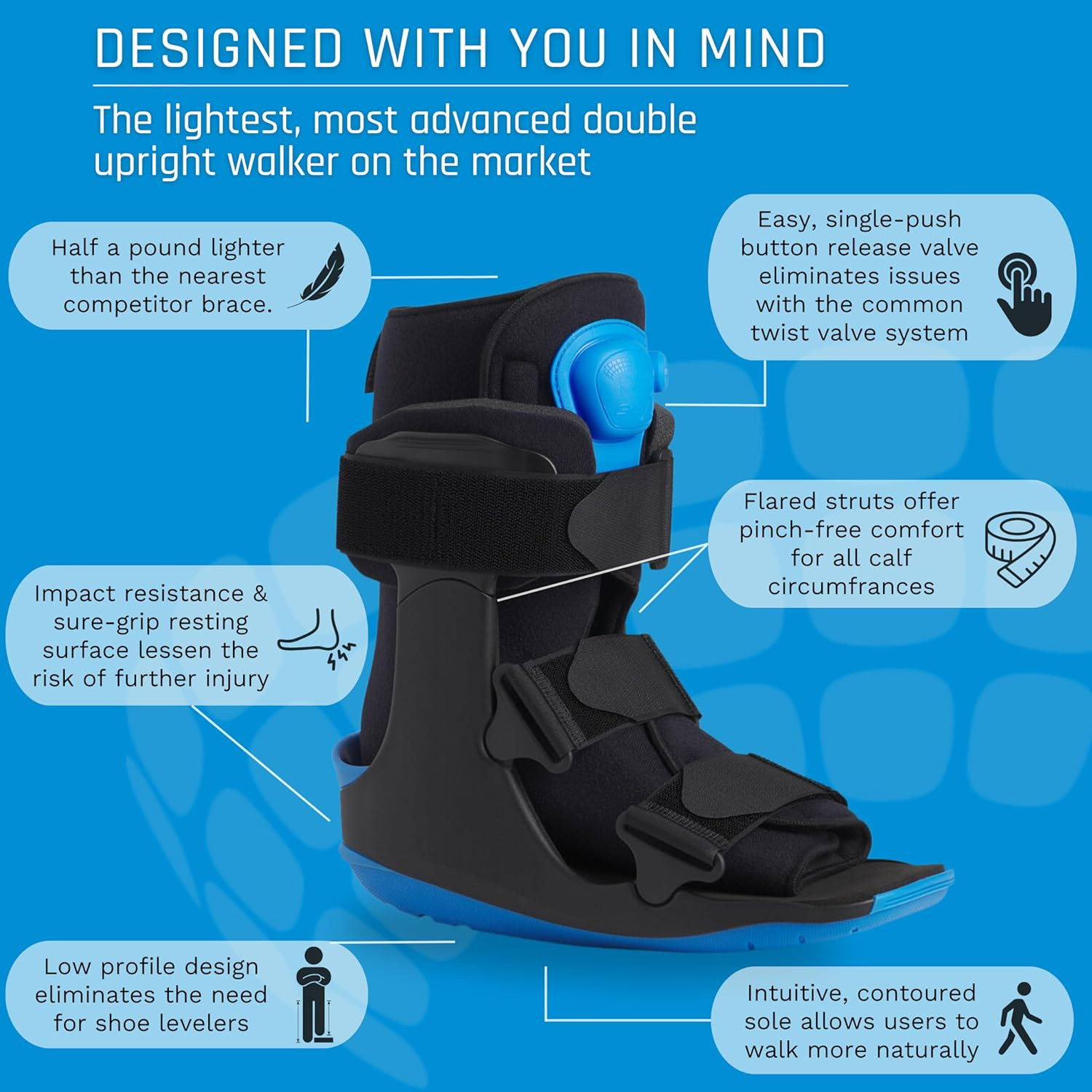 Lightweight Gen 2 Pneumatic Walking Boot for Foot & Ankle Injury Recovery