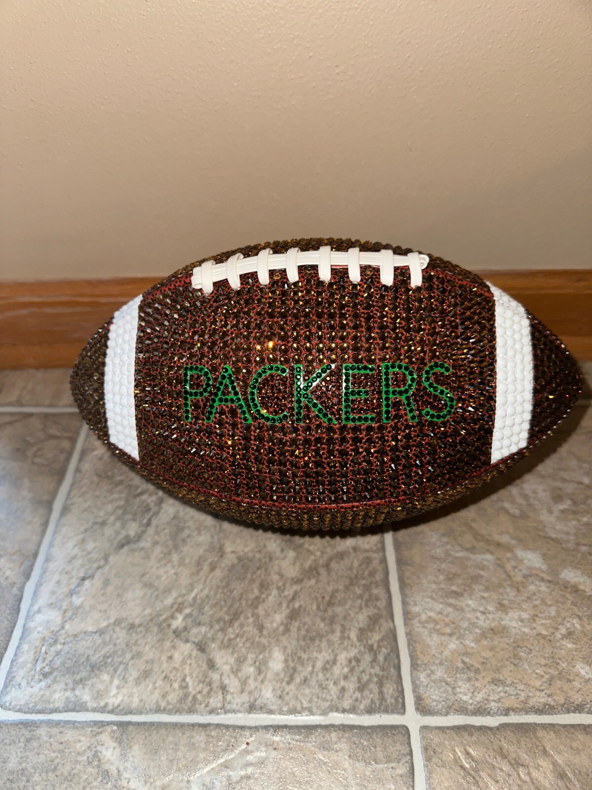 New Green Bay Packers Football Rhinestoned by hand Official size (Sz9)