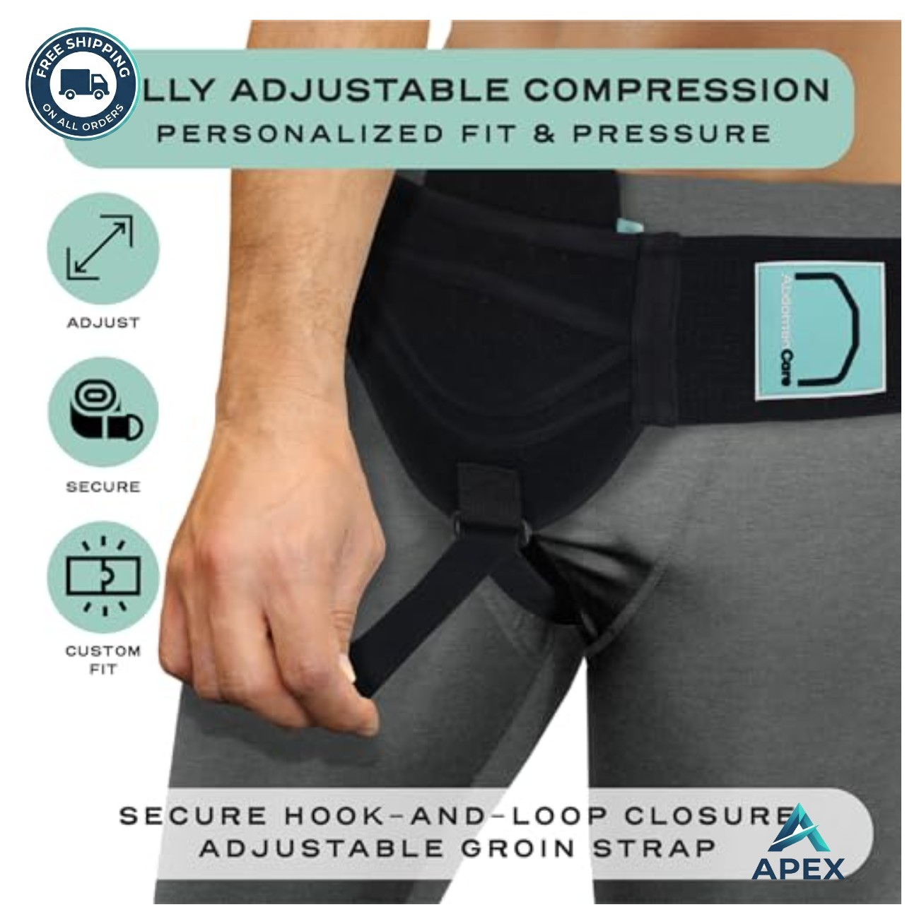 Inguinal Hernia Support Belt with 2 Compression Pads for Men Women Left Right