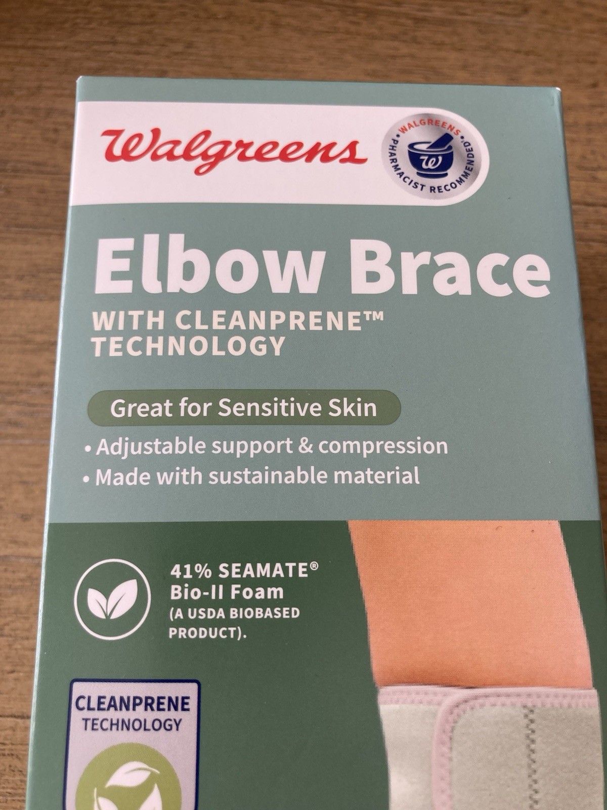 Walgreens Elbow Brace With Cleanprene Technology Great For Sensitive Skin NEW