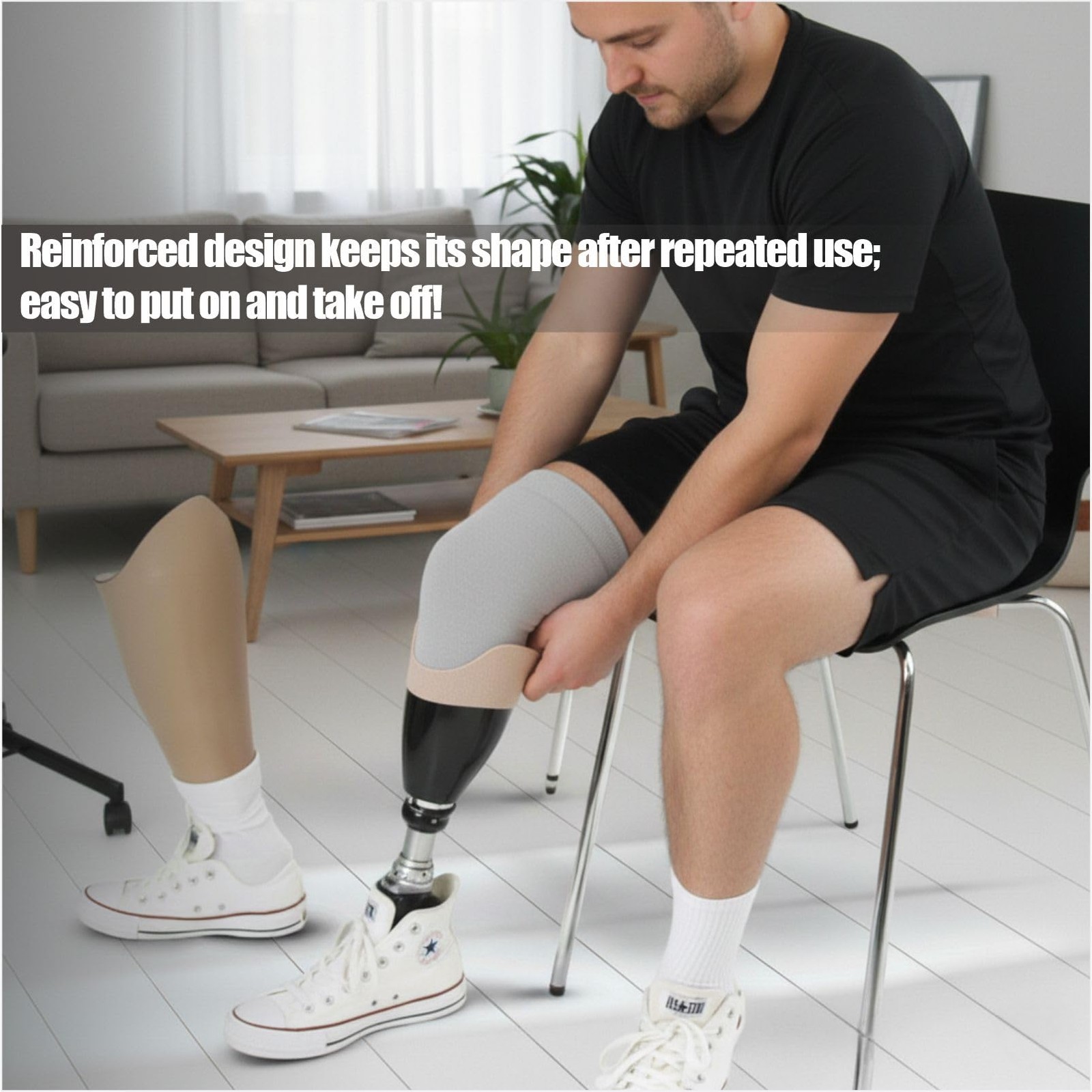 Cotton Prosthetic Socks, Soft Breathable Stump Liners, Multiple Grey L