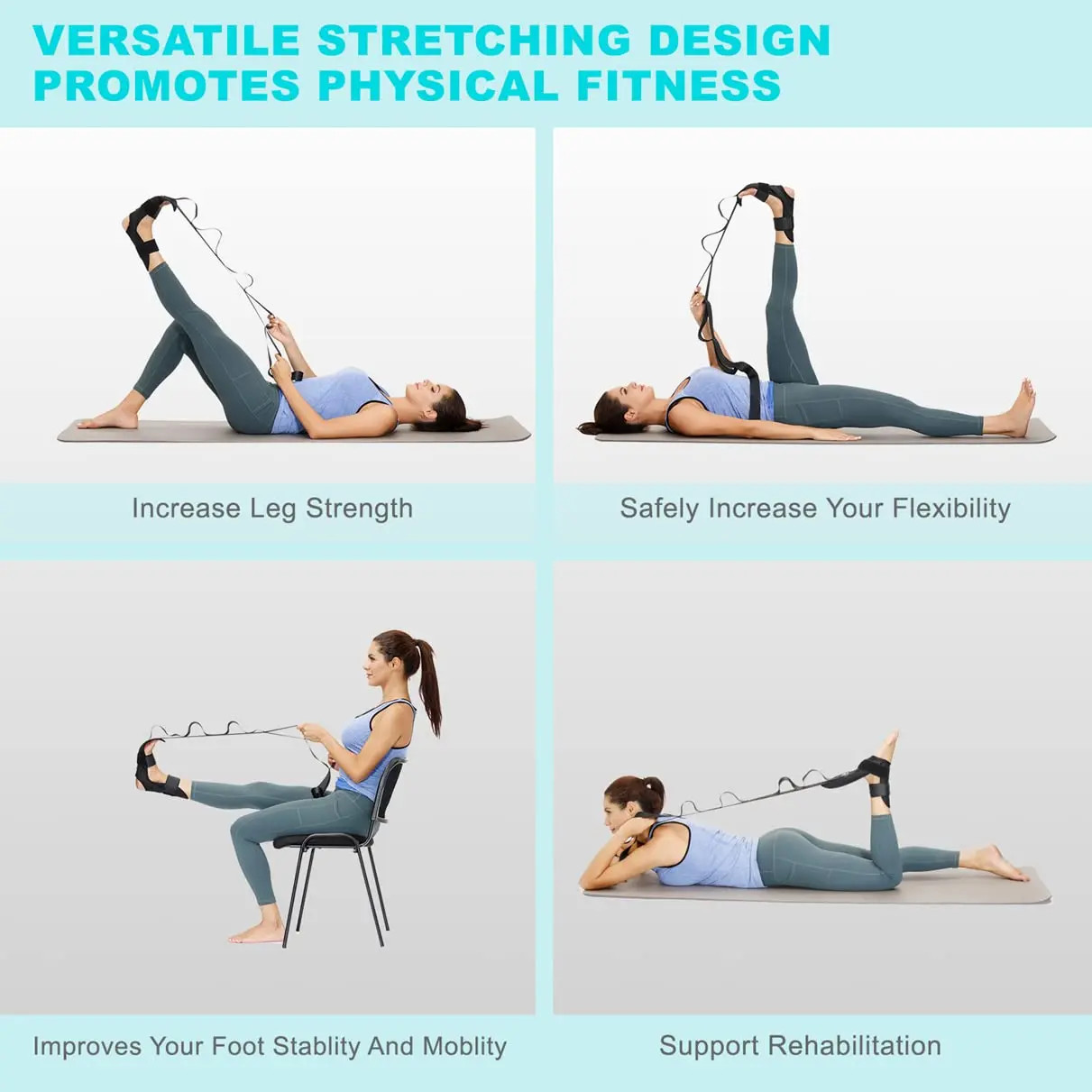 Leg Stretching Band Yoga Flexibility Strap Rehab Fitness Foot Stretch Tool Rope
