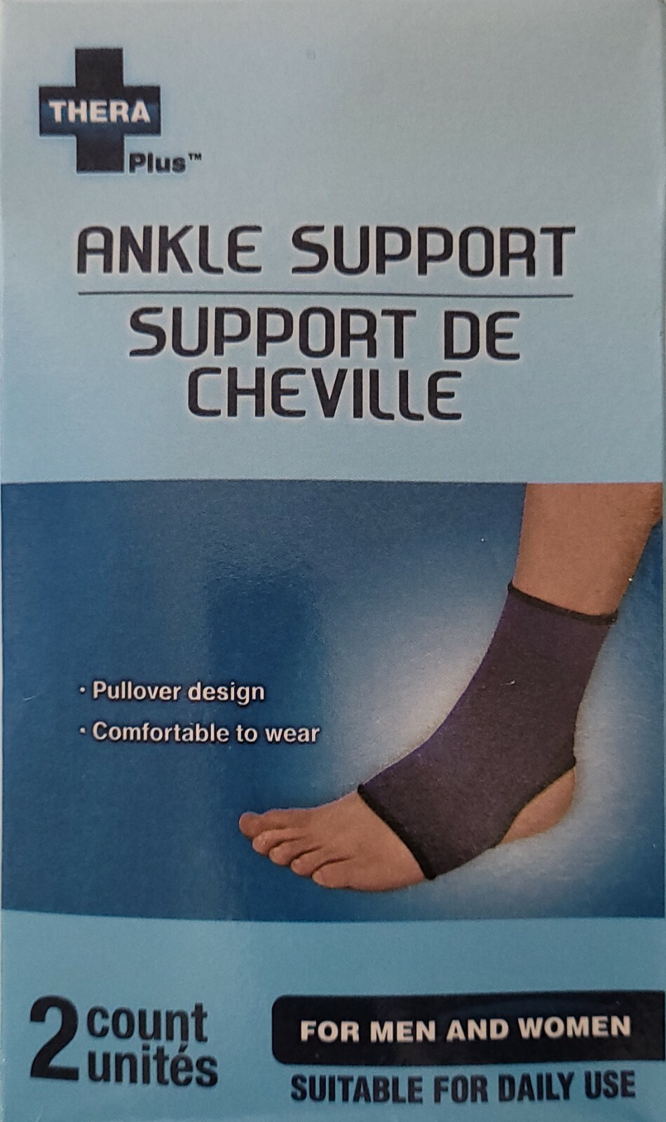 Ankle Support Compression Sleeve Unisex 2 Sleeves/Pk One-Size-Fits-Most