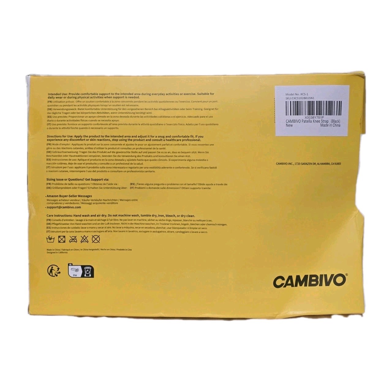 CAMBIVO ‎KCS-1 Patella Knee Support Strap Black 2-Pack NEW