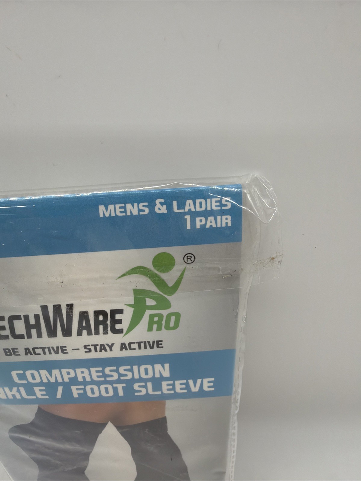 TechWare Pro Compression Ankle/Foot Sleeve Socks- Size S/M Unisex 1 Pair Black