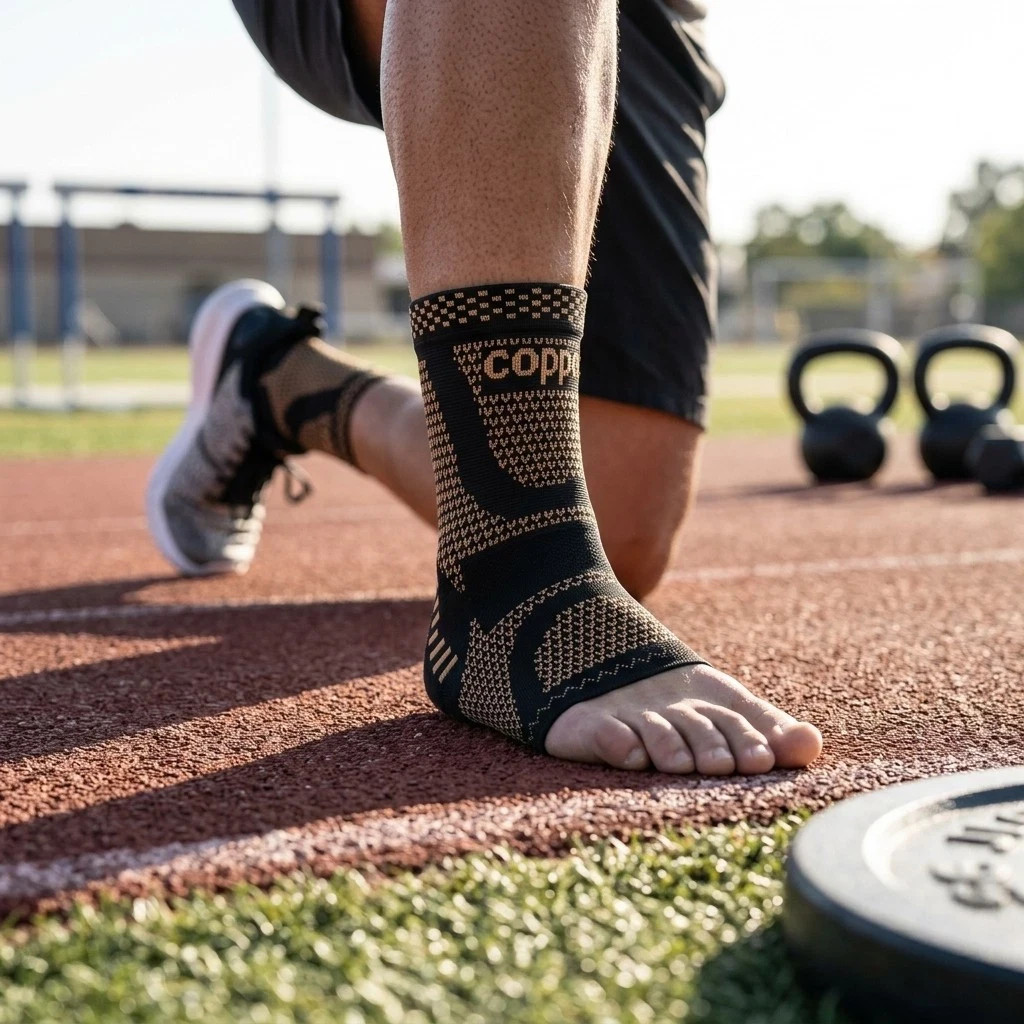 1 or 2Pcs Adjustable Copper Infused Ankle Support Compression Sleeve for Sports