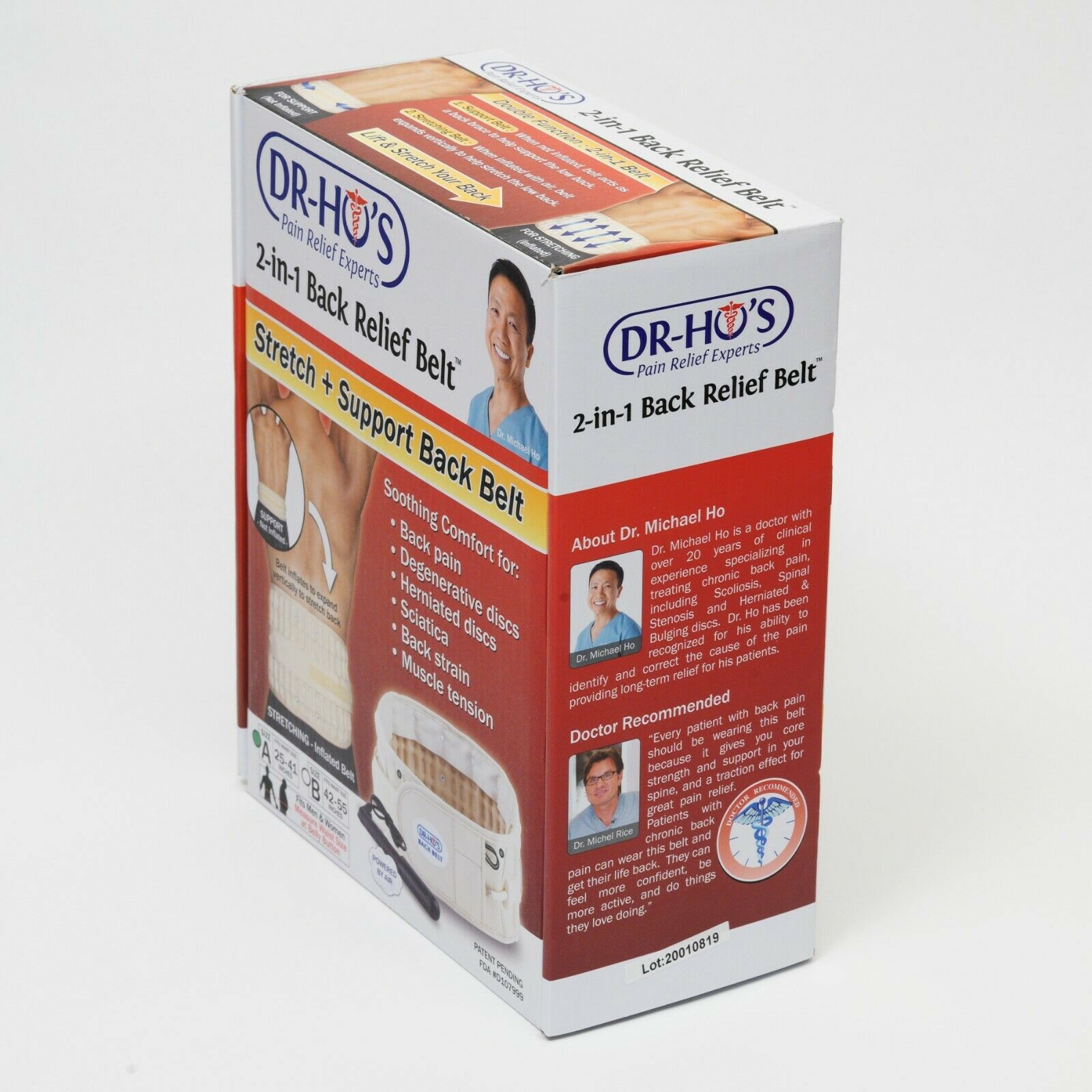DR HO 2-in-1 Decompression Size A/B Belt Back Support Waist 25-41/42- 55 Inches