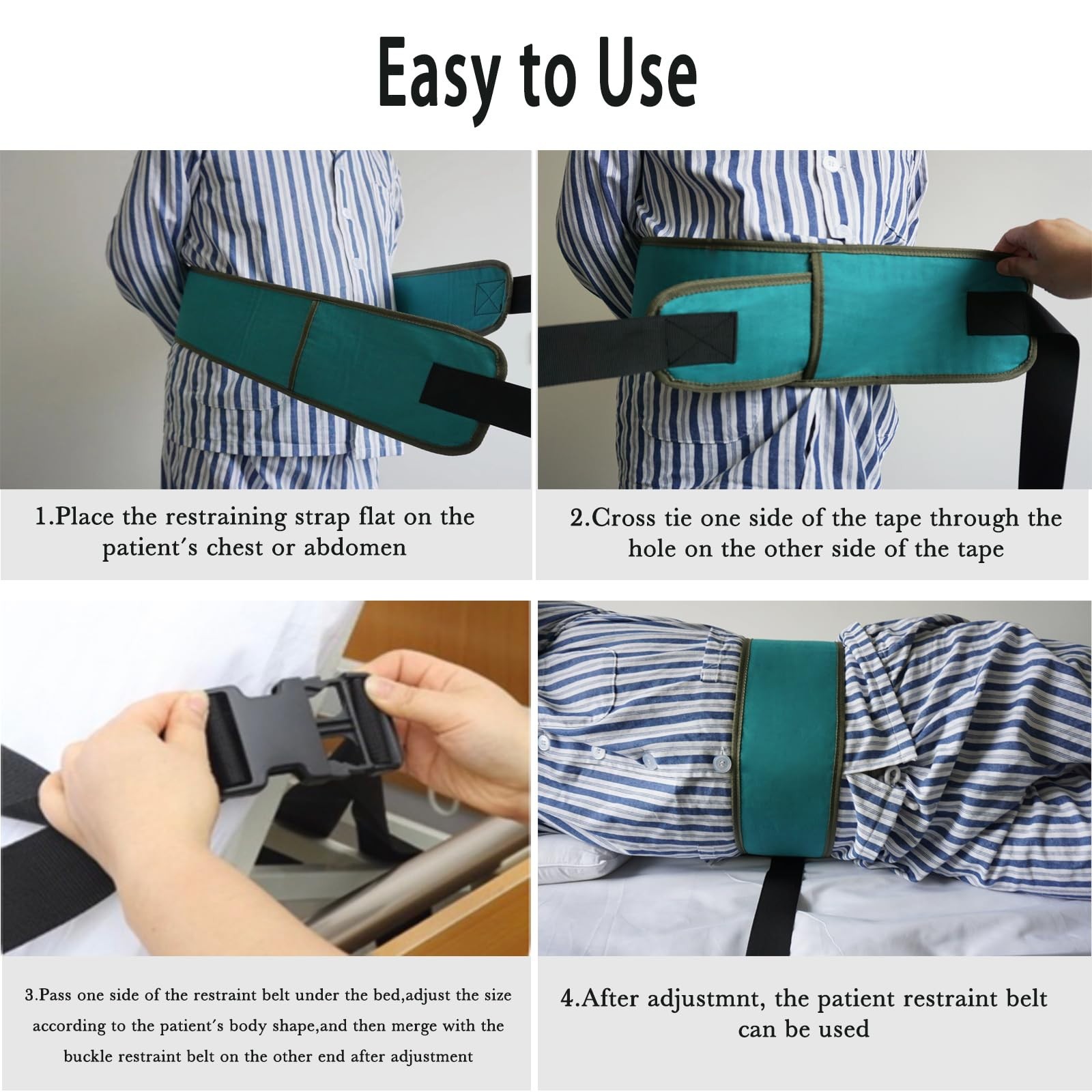 Adjustable Bed Restraint Strap for Elderly, Anti-Fall Safety Belt for Wheelchair