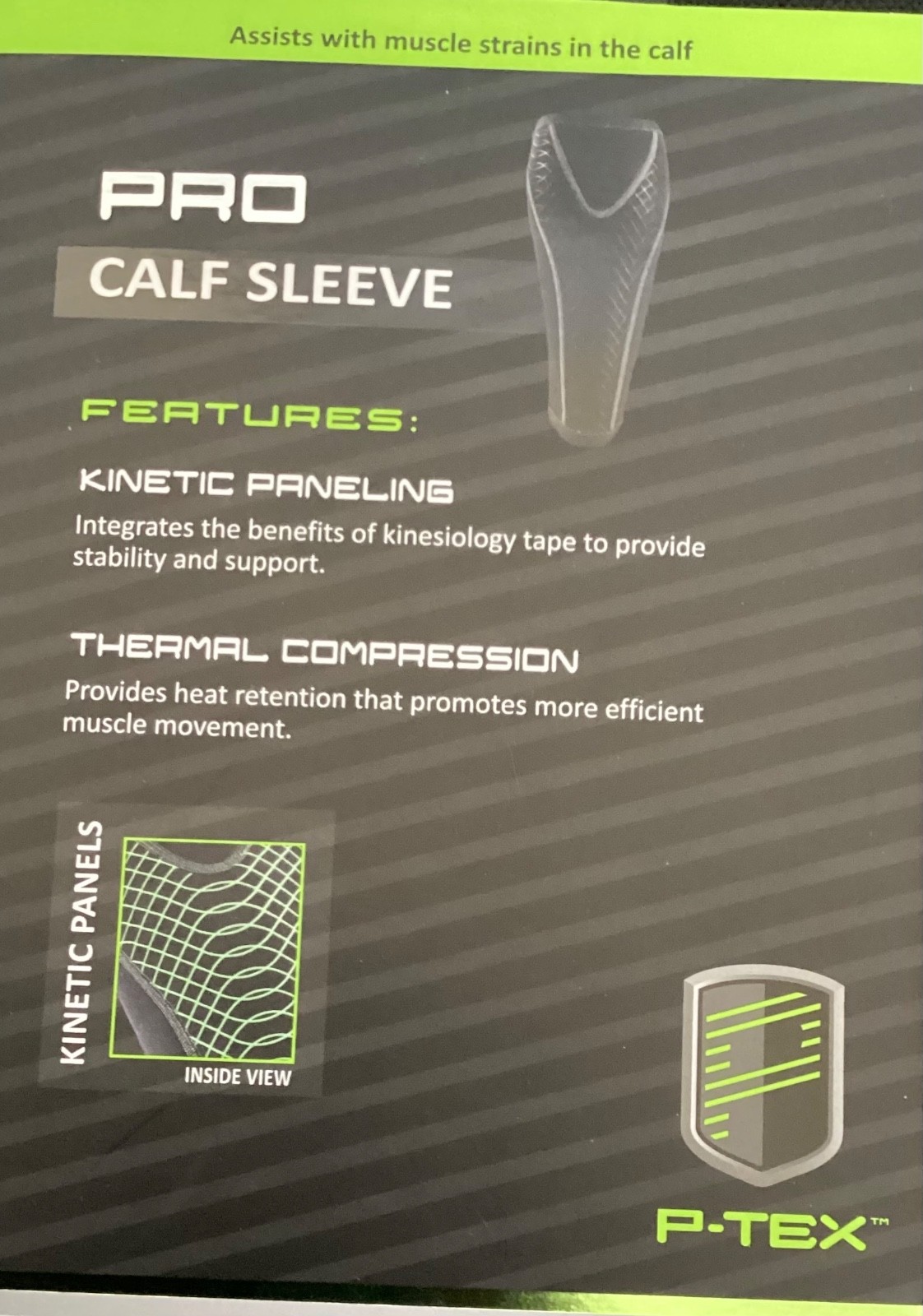 P-TEX ** PRO KNIT COMPRESSION CALF SLEEVES P-TEXC500 SIZE MEDIUM PAIR BLACK