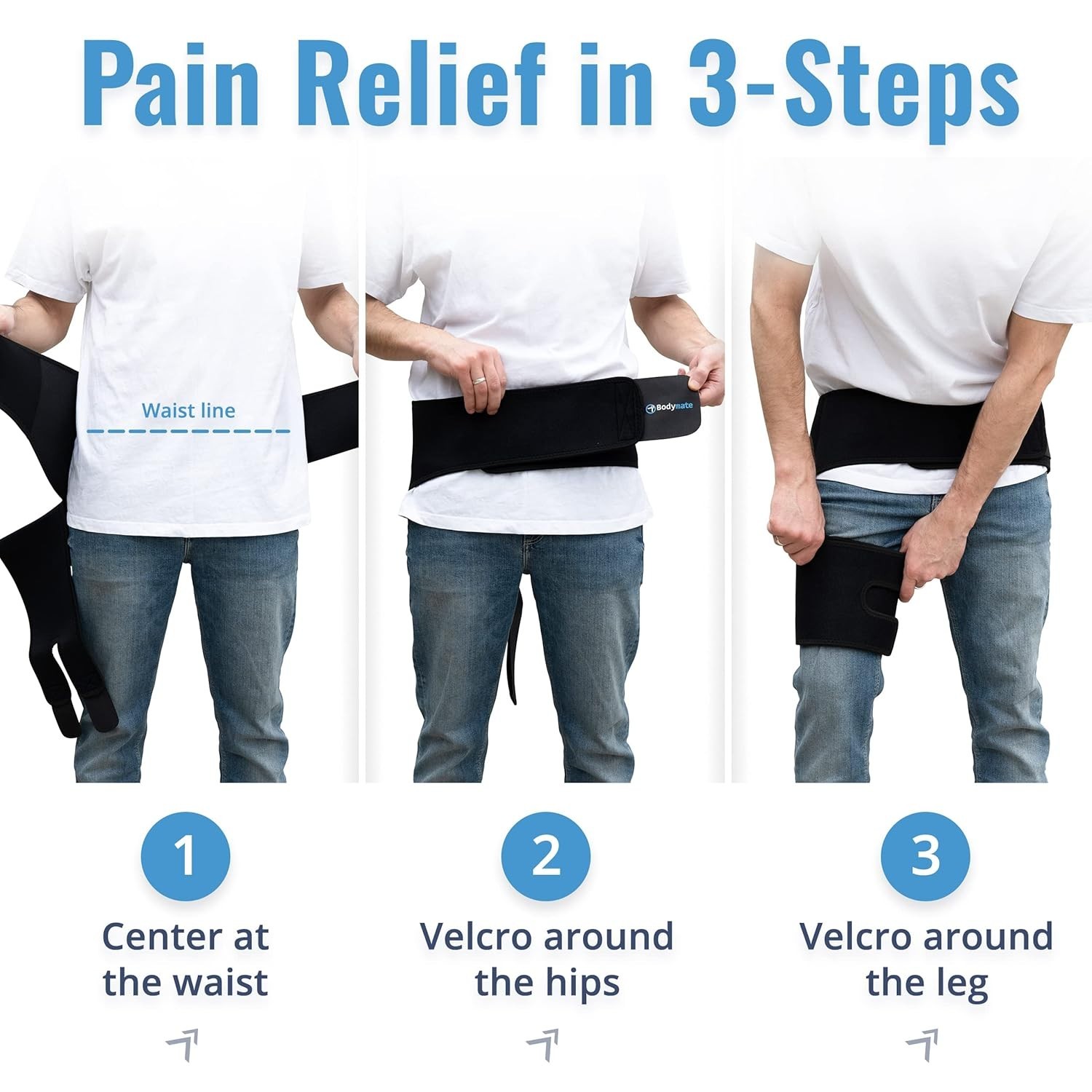BODYMATE Hip Brace Compression Wrap – Sciatica, SI Joint & Hip Pain Relief NEW
