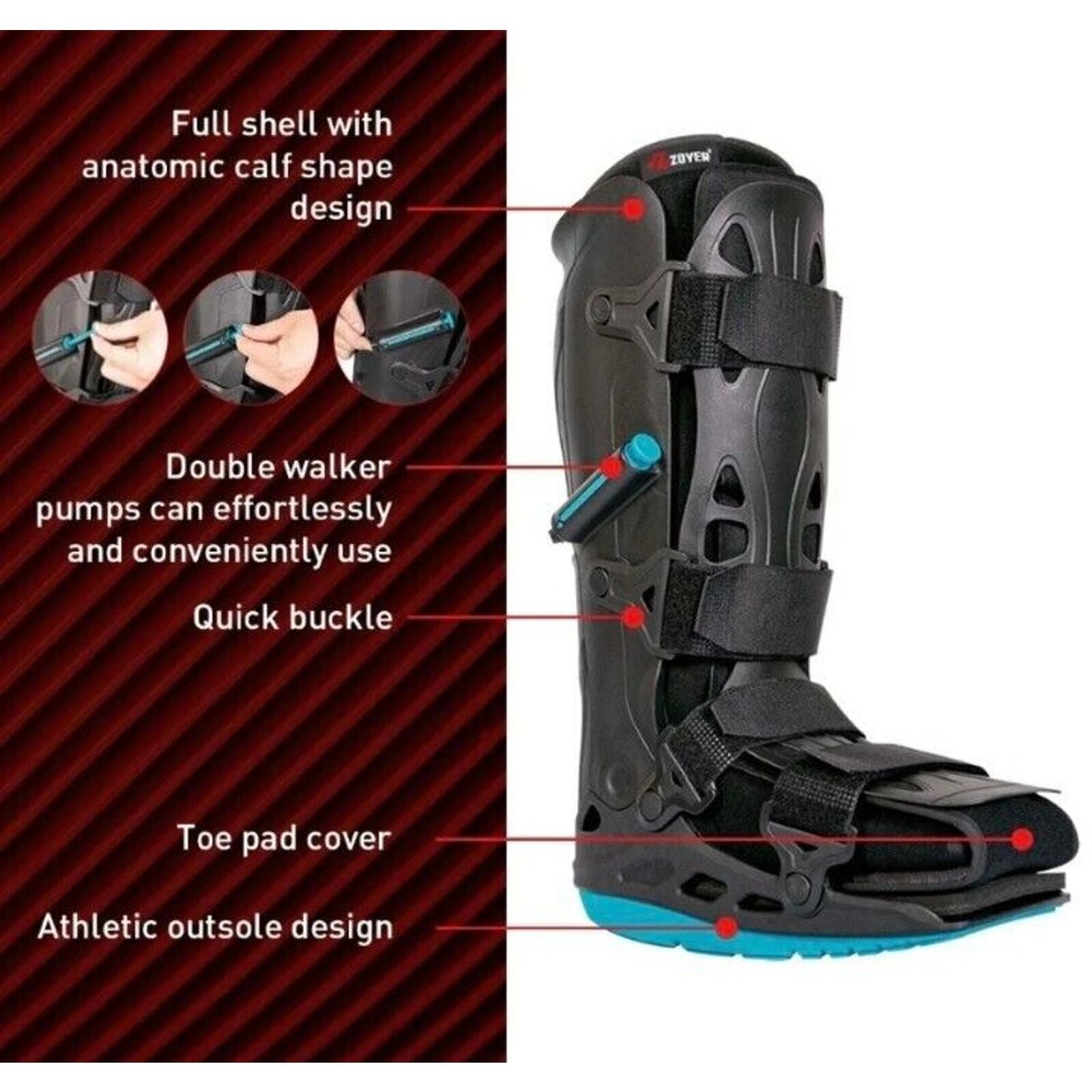 Zoyer Recovery+ 17″ Pro Walker Boot with Dual Pumps Size Large