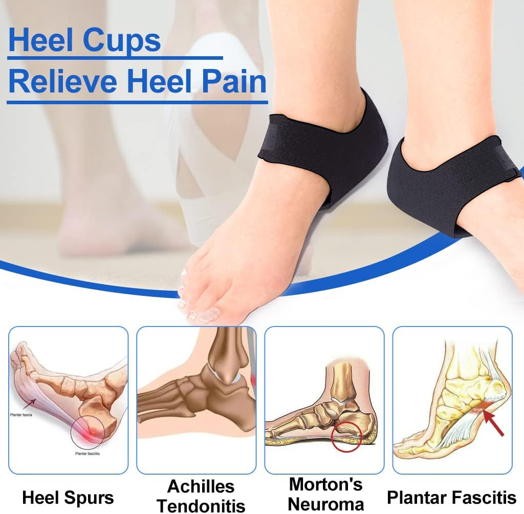 Plantar Fasciitis Heel Cups for Heel Pain 【Updated Version】 Protectors Sleeves P