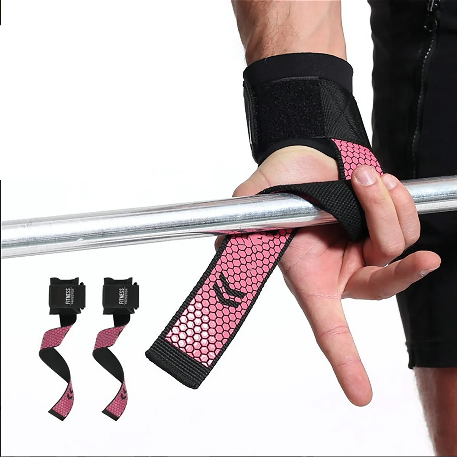 2PCS Anti Slip Weightlifting Wrist Strap For Fitness Black SCIT