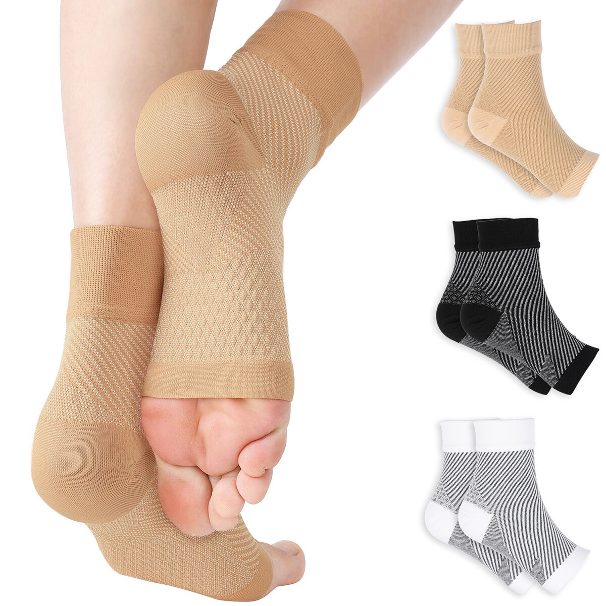 Non-Slip Work-Out Friendly Compression Sleeves for Ankle Foot Relieve Pain US