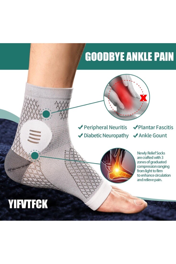 4 Pair Upgraded Neuropathy Socks for Women Men Ankle Compression Sleeve Foot …