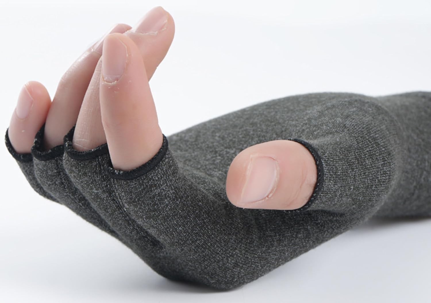Large Compression Arthritis Gloves – Comfortable Fingerless Design in Dark Gray