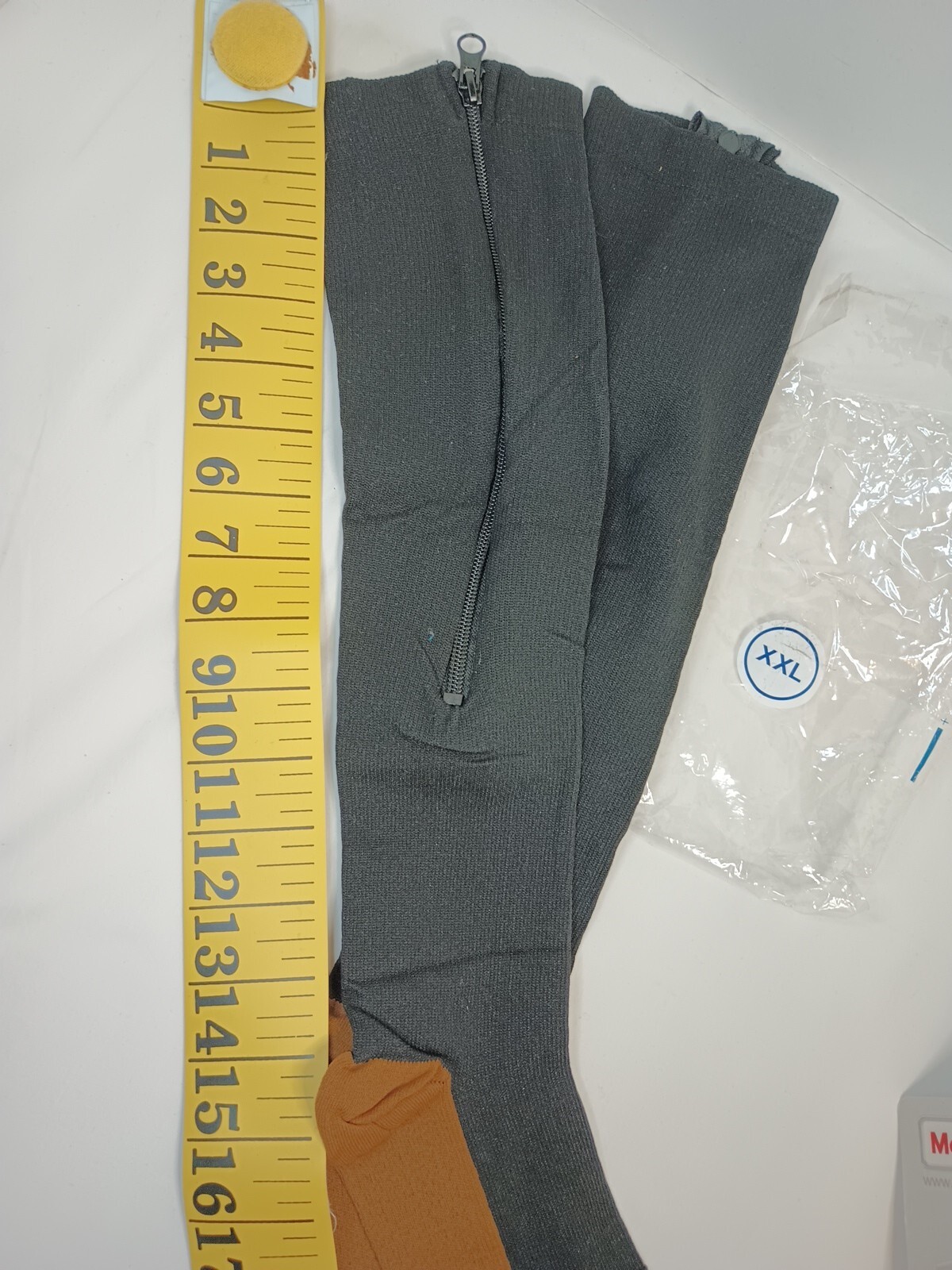 Black Zipper Open Toe Compression Crew Socks Unisex XXL New
