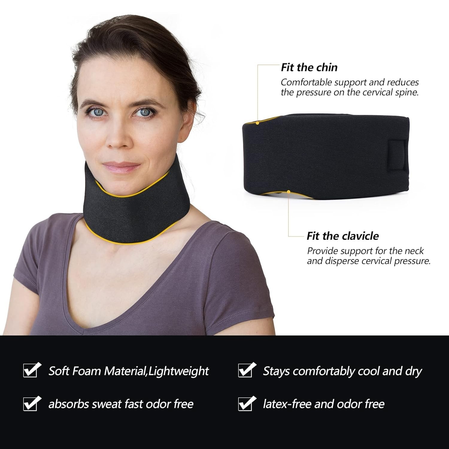 Comfortable Soft Neck Support Collar for Adults – Lightweight Injury Spine Brace