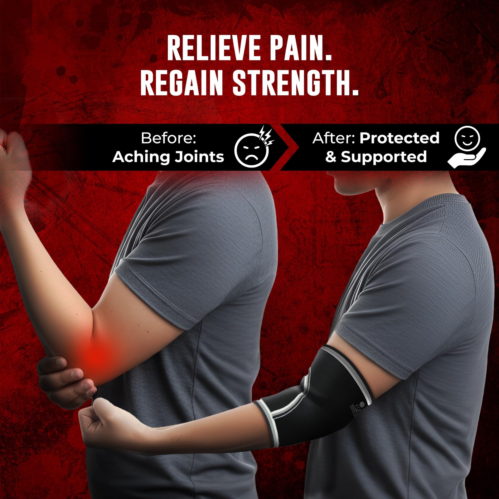 Elbow Sleeves (1 Pair) Support & Compression for Weightlifting, Powerlifting,…