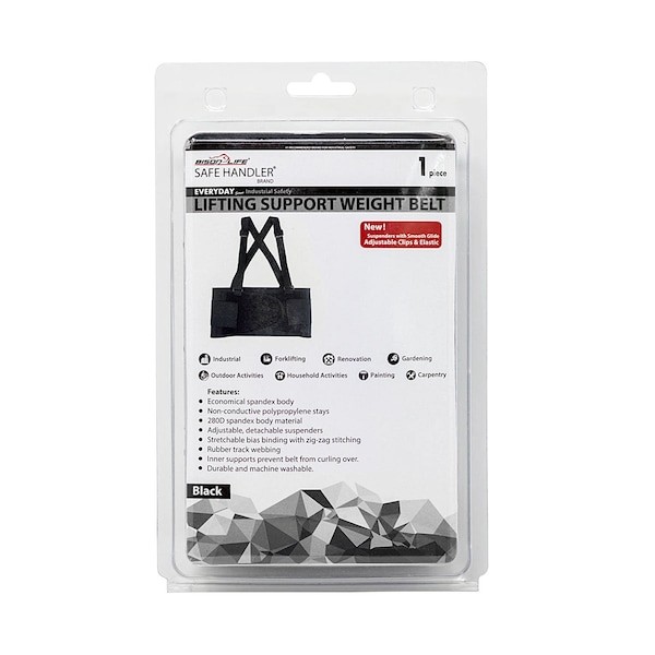 SAFE HANDLER BLSH-ES-S-2LB Lifting Support Weight Belt, Small, Black