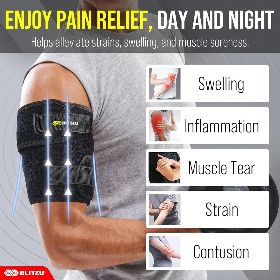Bicep Tendonitis Brace, Upper Arm Wrap, Tricep Compression Sleeve Support Ban