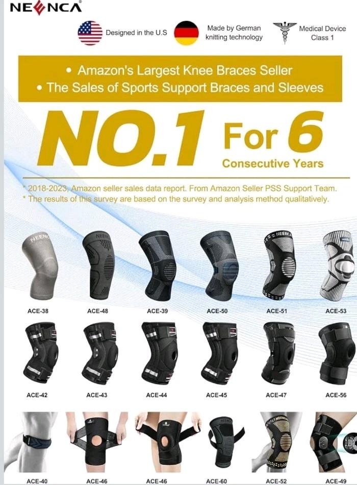 4-XL NEENCA Knee Brace, Hinged Knee Stabilizer Support Sleeve for Men, Women