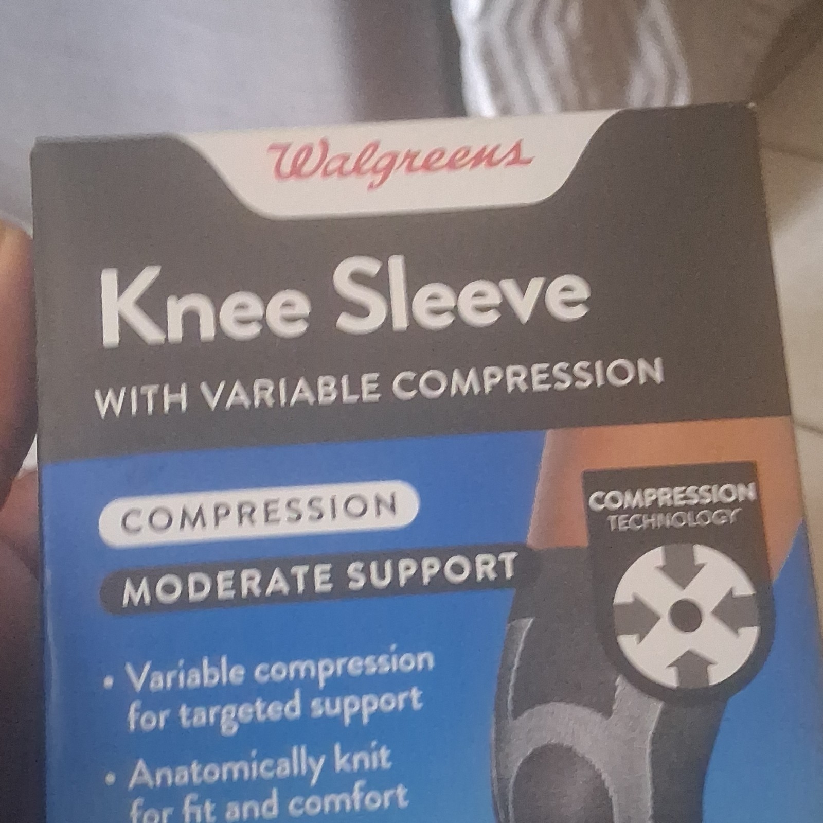 Walgreens Variable Compression Knee Sleeve, L/XL, Black, Knee Support
