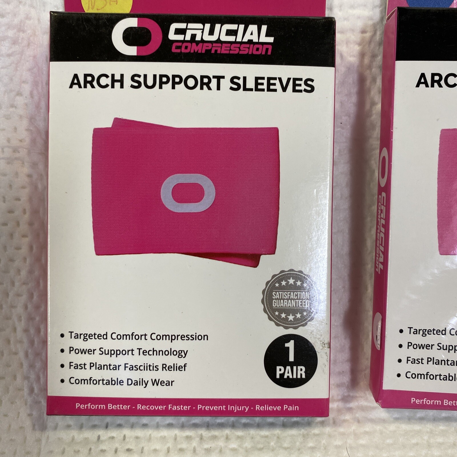 compression arch support sleeves 2 pairs pink small/medium
