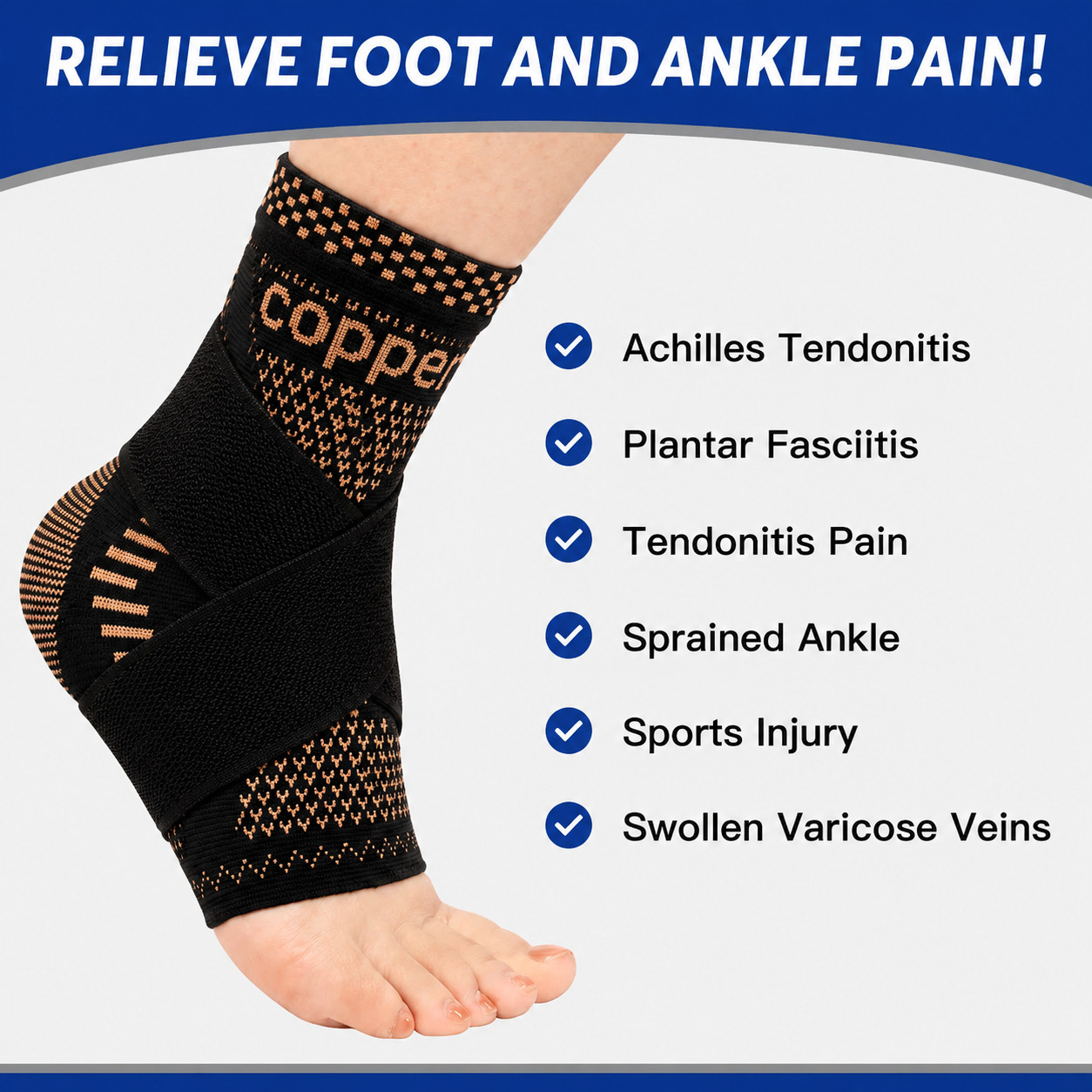 Ankle Brace Support Adjustable Compression Strap for Sports Activities