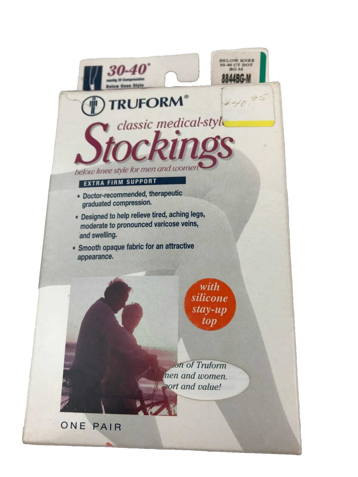 Truform 30-40 mmHg Below Kn Compression Stockings Closed Toe Beige Size M