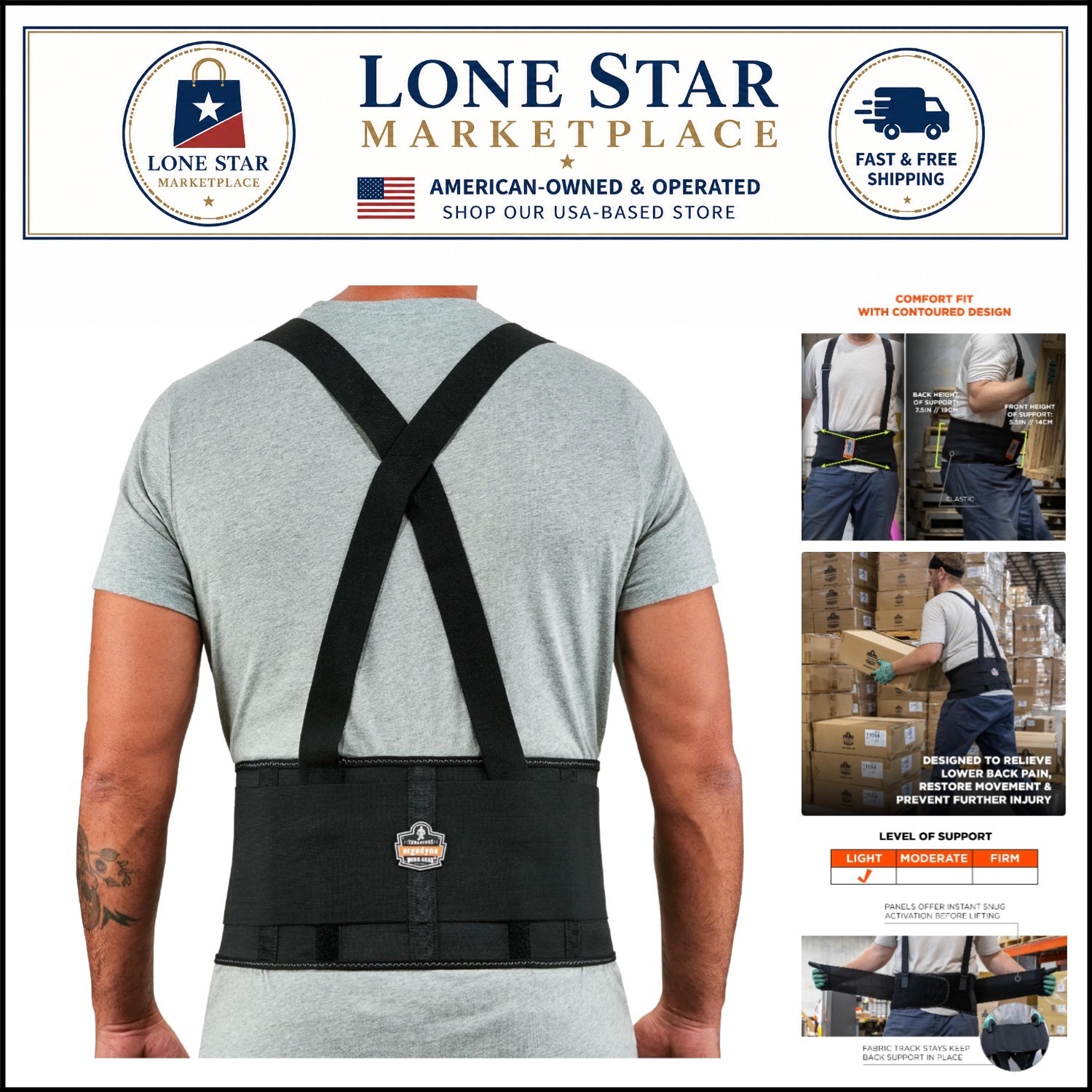 Economical 7.5″ ProFlex Back Support Belt, XL, Adjustable with Removable Straps