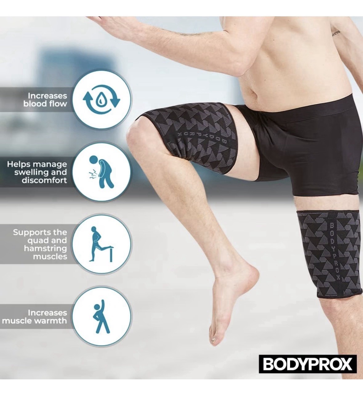 Bodyprox Thigh Compression Sleeve1 Pair Hamstring Compression Sleeve – MEDIUM