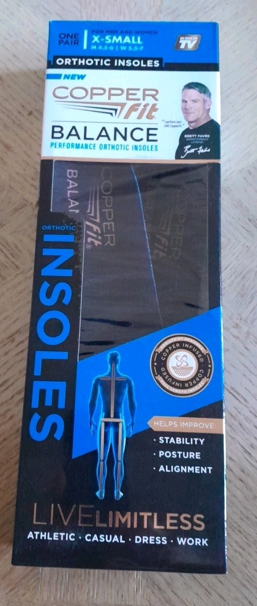 COPPER FIT: Balance Orthotic Insoles Size XS Women’s 5.5-7 Or Men’s 4.5-6 New!!