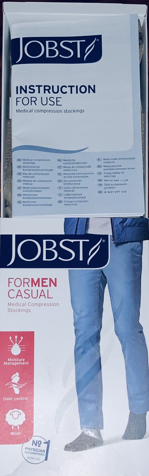 JOBST For Men Casual 30-40mmHg Knee High Socks Khaki Knee CT Full Calf XL NEW