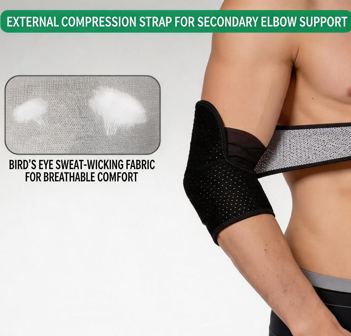 A Adjustable Unisex Elbow Support, Black