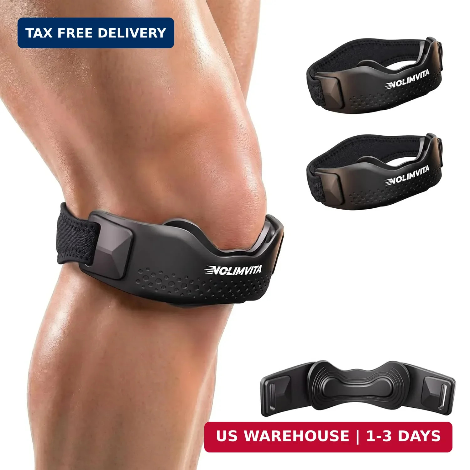Patellar Tendon Support Strap 2 Pack, Knee Brace for Women & Men, Knee Strap wit