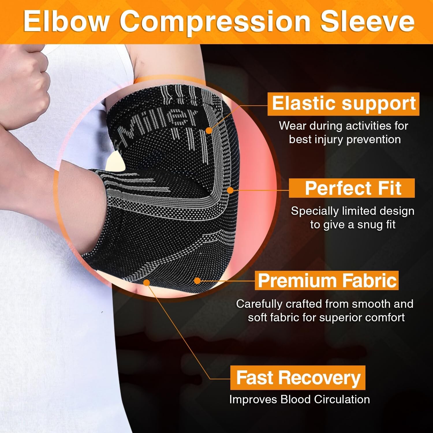 Doc Miller – Compression Elbow Brace – Small – Grey