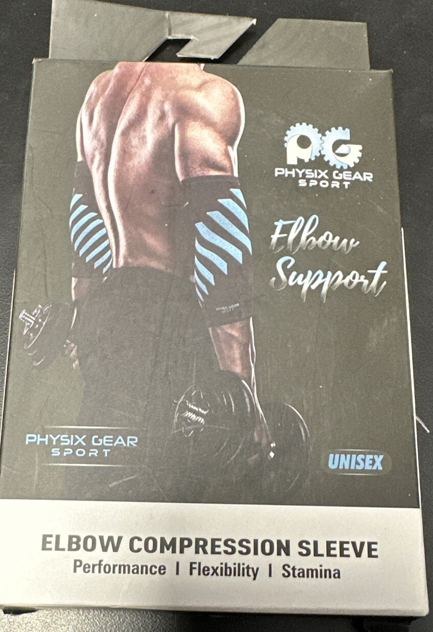 Physix Gear Sport 1 Pack Elbow Brace Unisex Compression Sleeve, Blue, X-Large