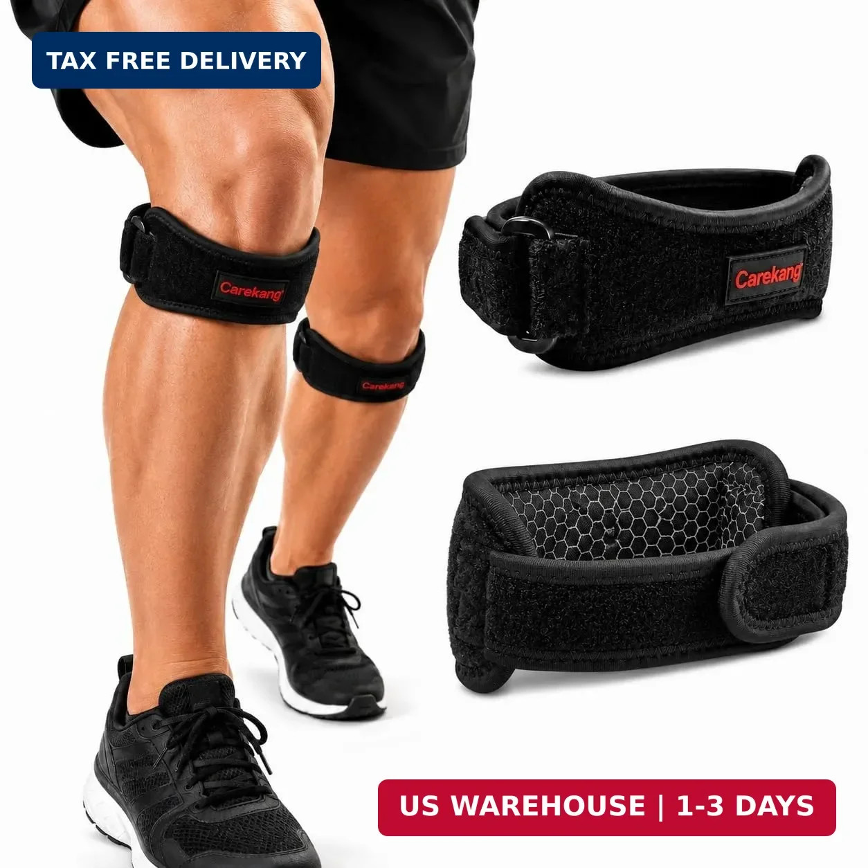 PRO Patella Tendon Knee Strap 2 Pack, Pain Relief Support Brace | Built-In Elast