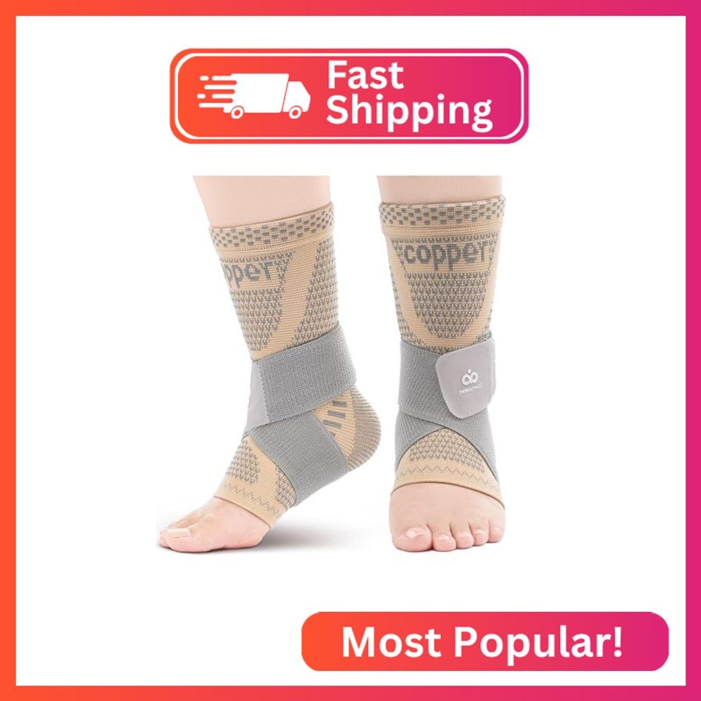 INDEEMAX Ankle Brace for Sprained Ankle Compression Sleeve, 2 Pack Copper Infuse