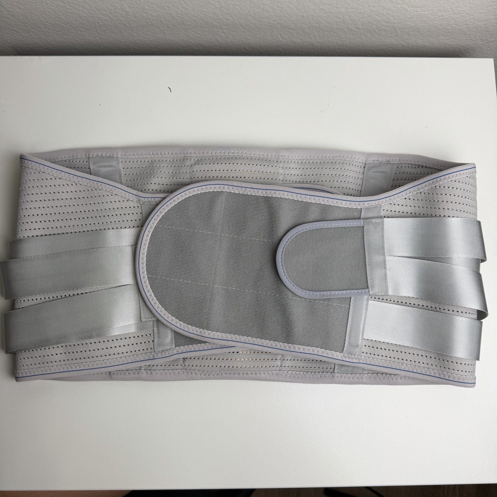 2XL Lumbar Back Support Brace Gray Adjustable Compression Belt Breathable 46”