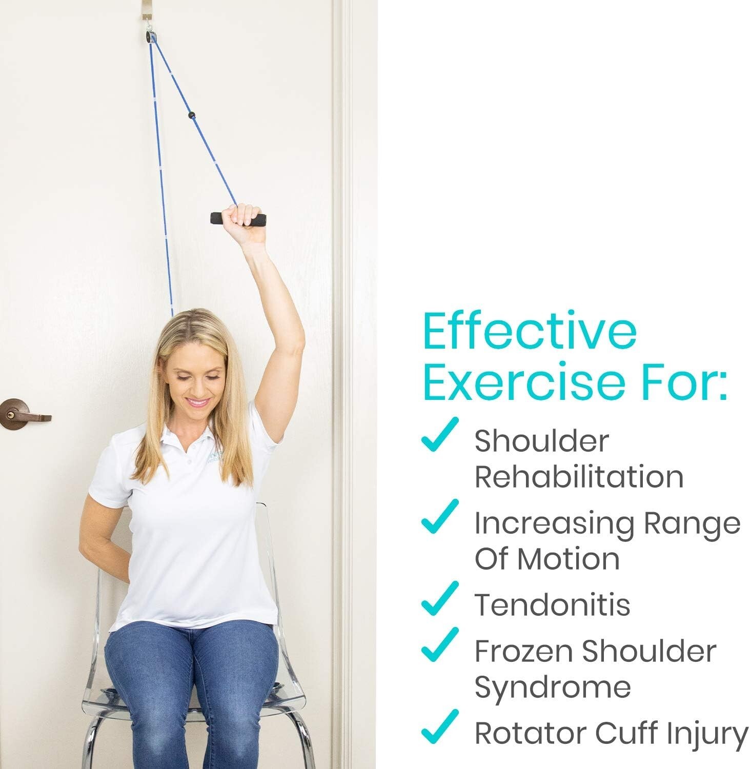 Effortless Shoulder Rehab Pulley with Measuring Rope – Ideal for Home Therapy