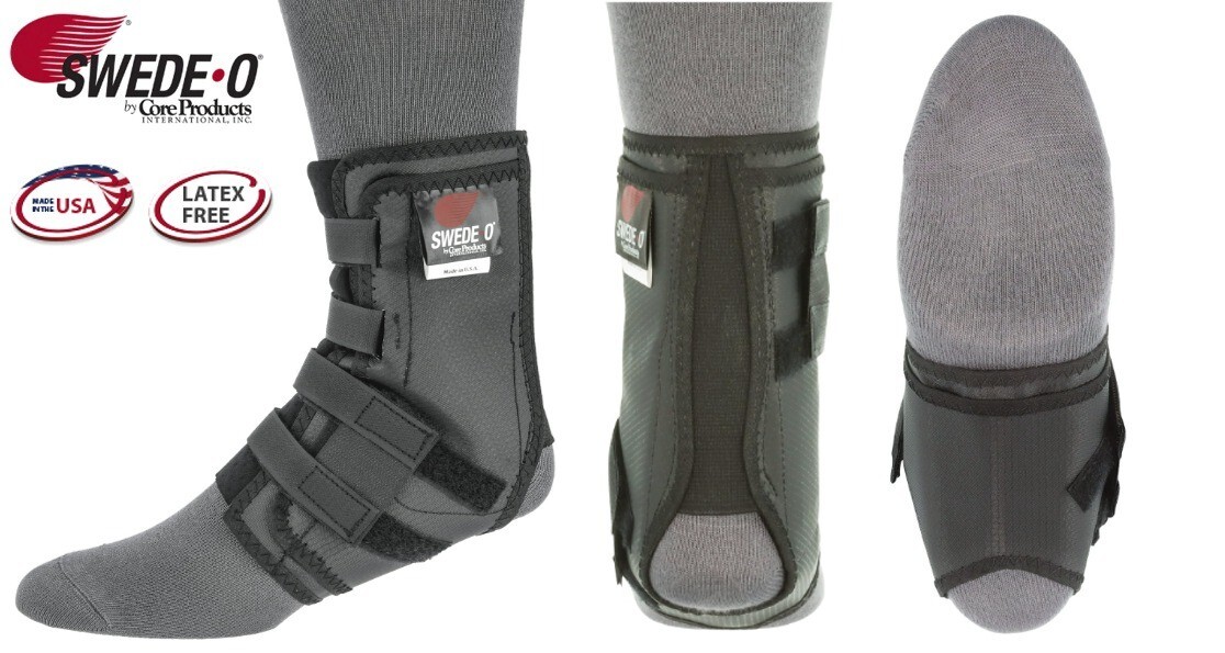 Swede-O Easy Lok Foot Ankle Brace Hook And Loop Black With Stabilizers USA