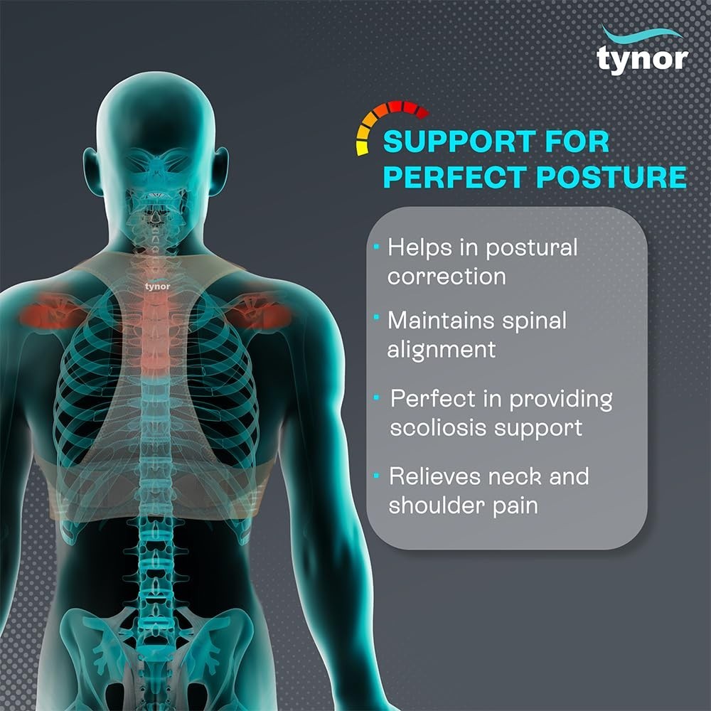 Tynor Posture Corrector Back Support Brace Spine Shoulder Belt Adjustable Unisex