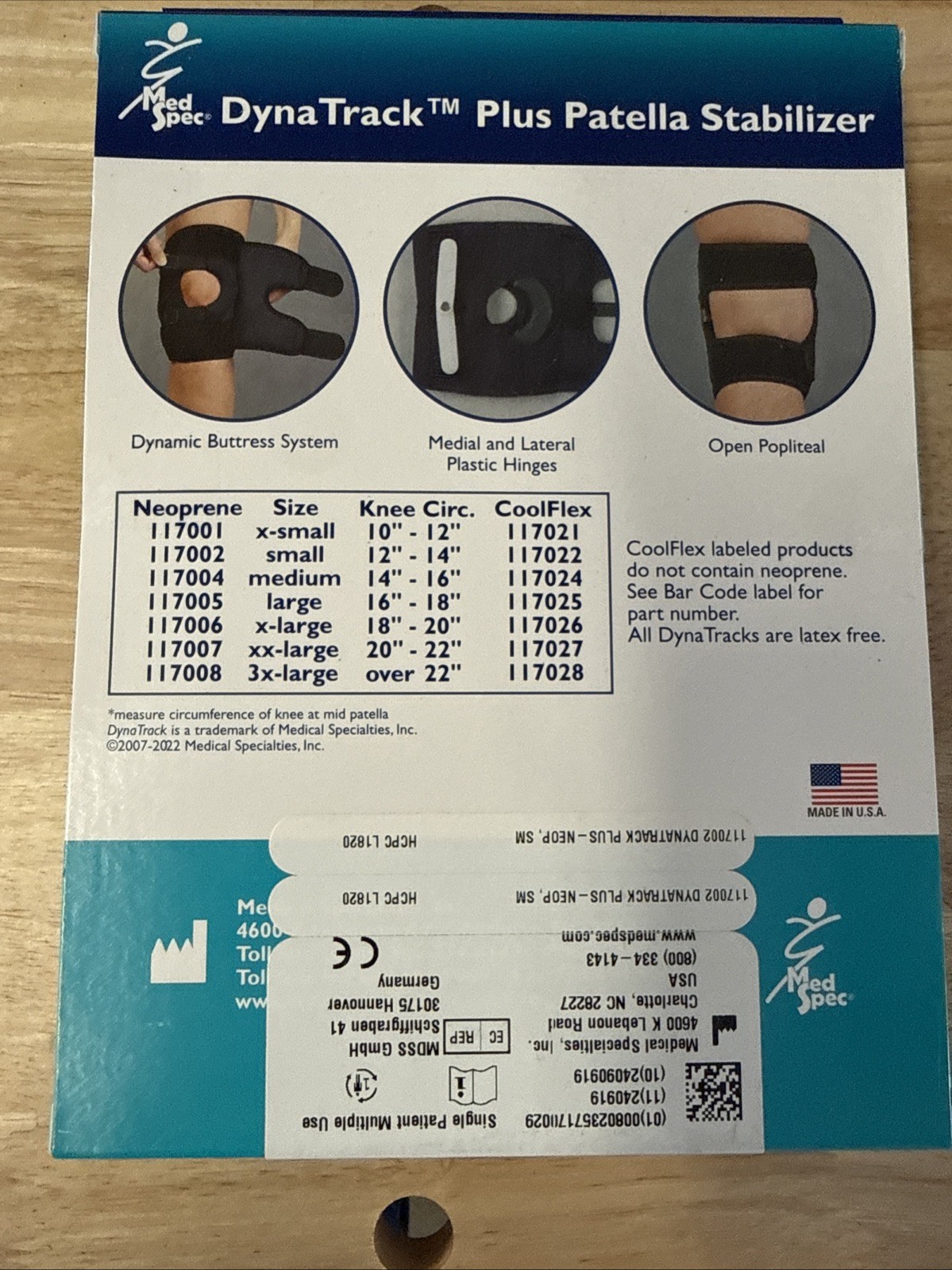 Med Spec DynaTrack Plus Patella Stabilizer New Size Small