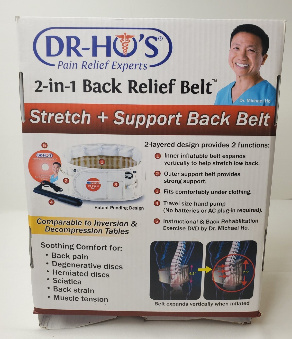 Dr Ho’s 2-in-1 Stretch and Support Back Relief Belt Accessories CD Pump 25-41